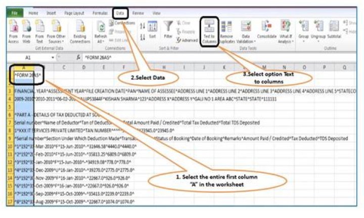 How do I convert a text file to columns in Excel?