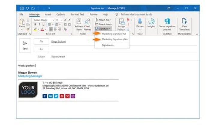 How do I create a signature template in Outlook?