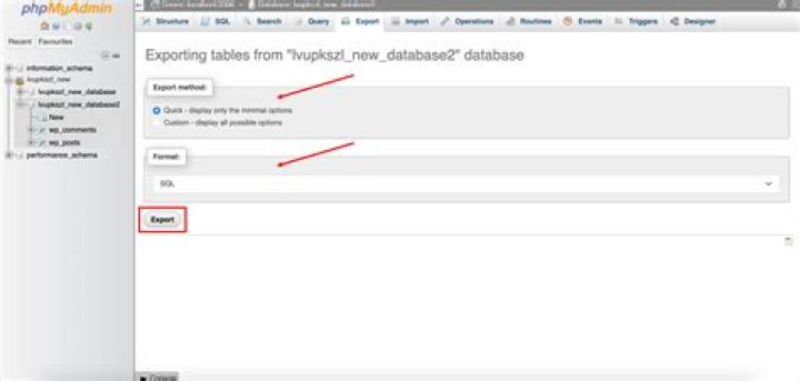 How do I export a database from phpMyAdmin?