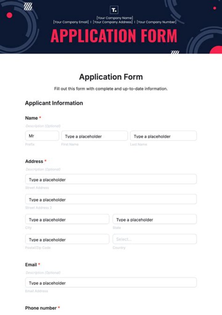How do I format an application form?