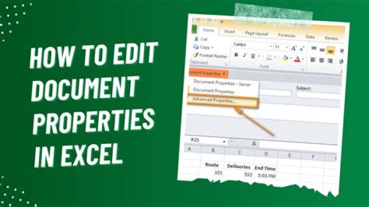 How do I view document properties in Excel?