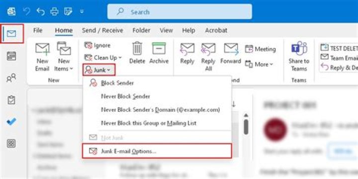 How do I whitelist junk mail in Outlook?