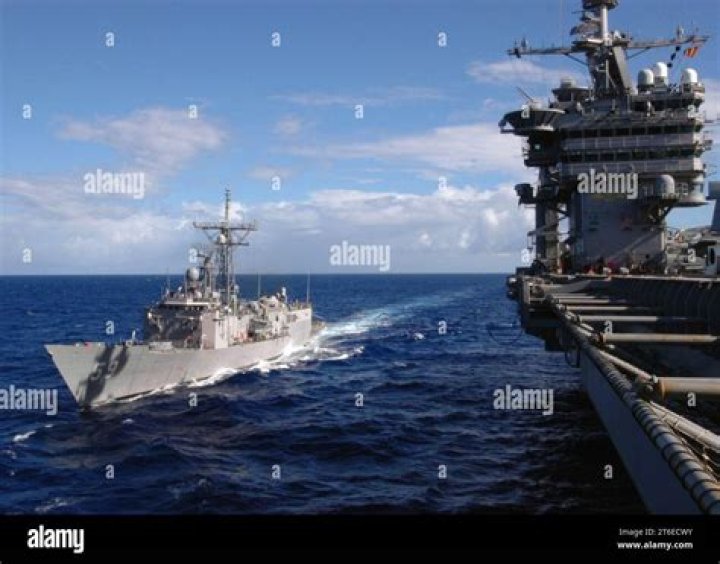 How do Navy ships refuel at sea?