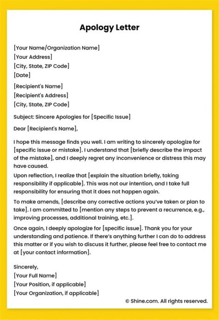 How do you end an apologetic letter?