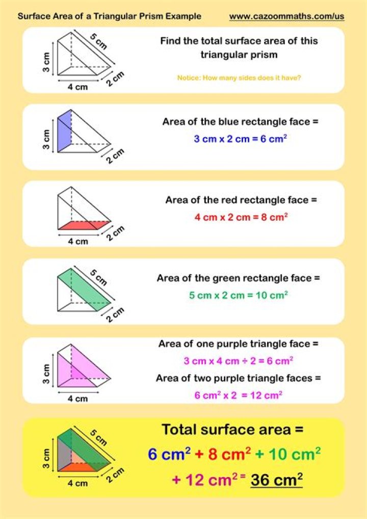 How do you find the surface area for a triangular prism?