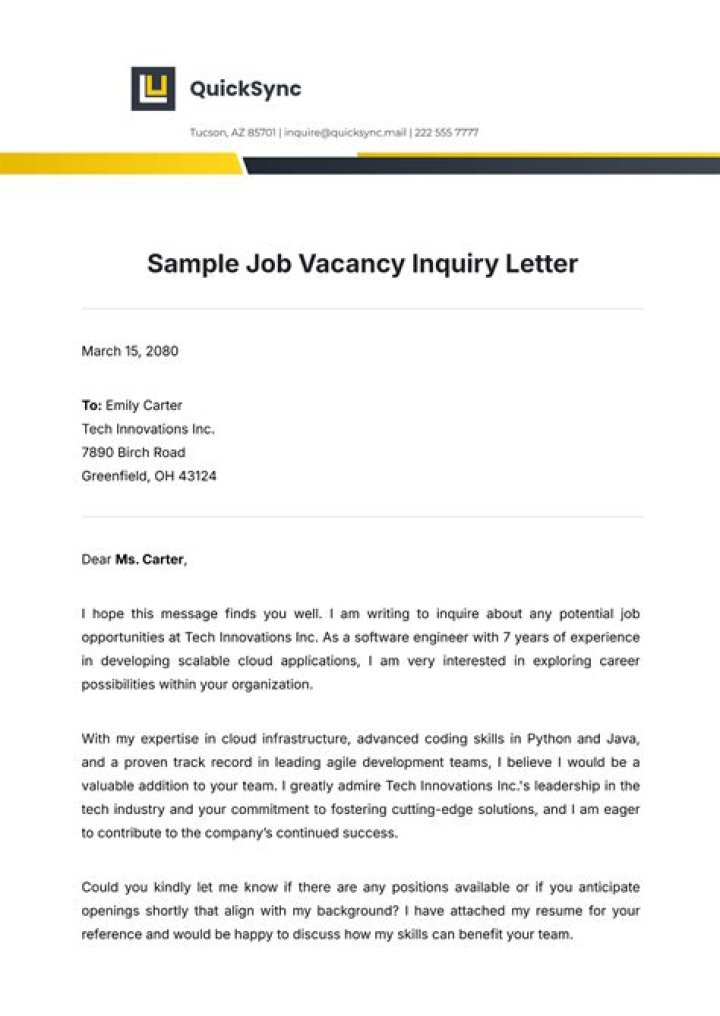 How do you inquire about a job?