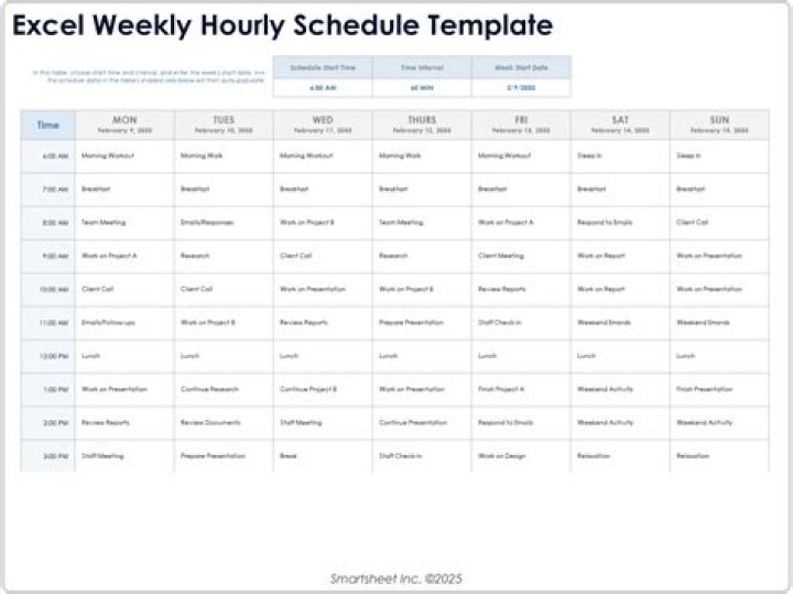 How do you make a schedule on an Excel spreadsheet?