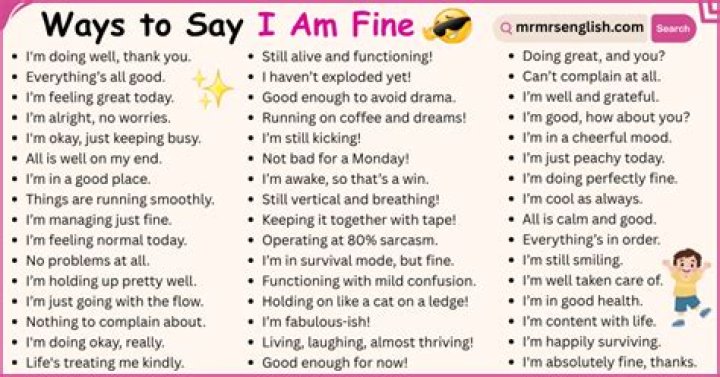 How do you say I am fine in different ways?