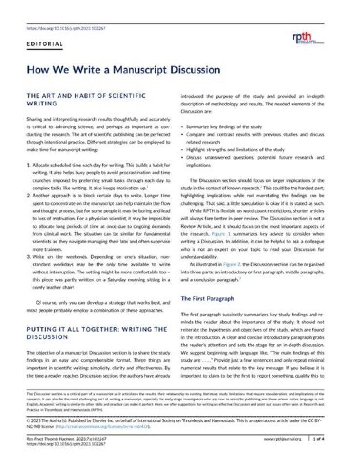 How do you write a manuscript discussion?