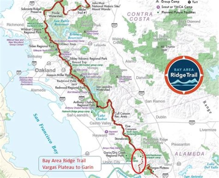How long is the Bay Area Ridge trail?