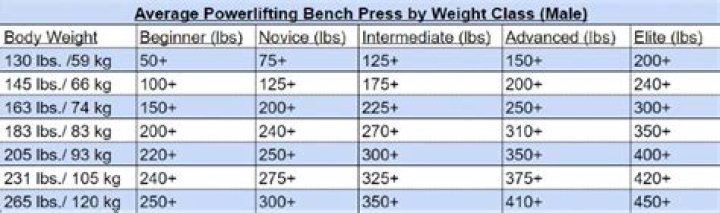 How much can the average man bench press kg?