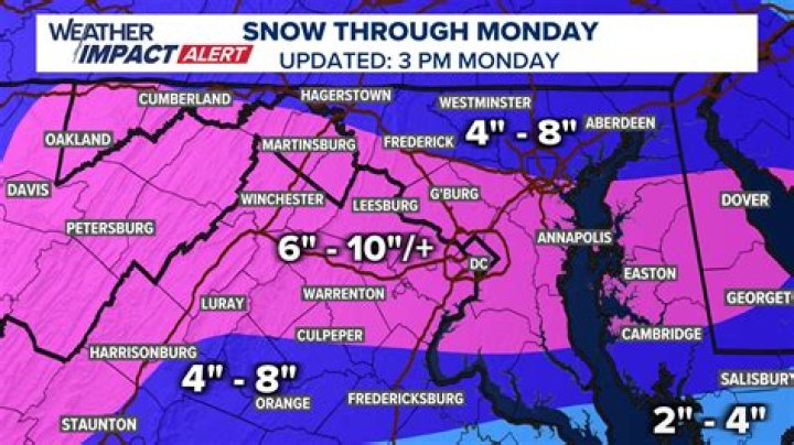 How much snow does Southern Maryland get?
