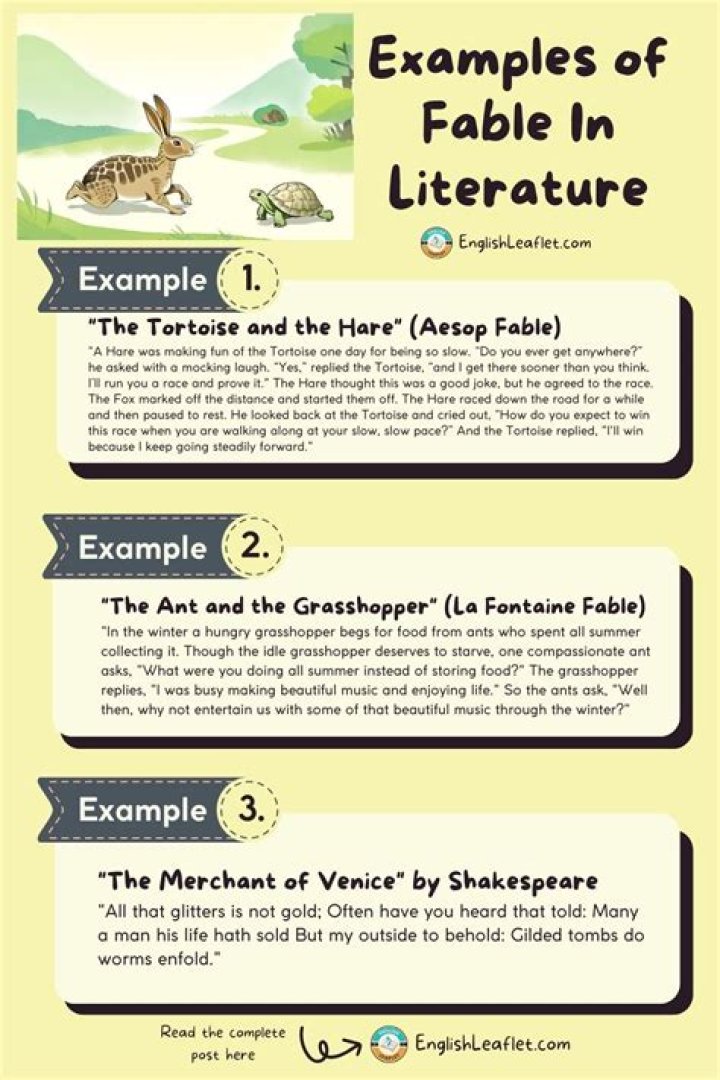 What are 3 examples of a fable?