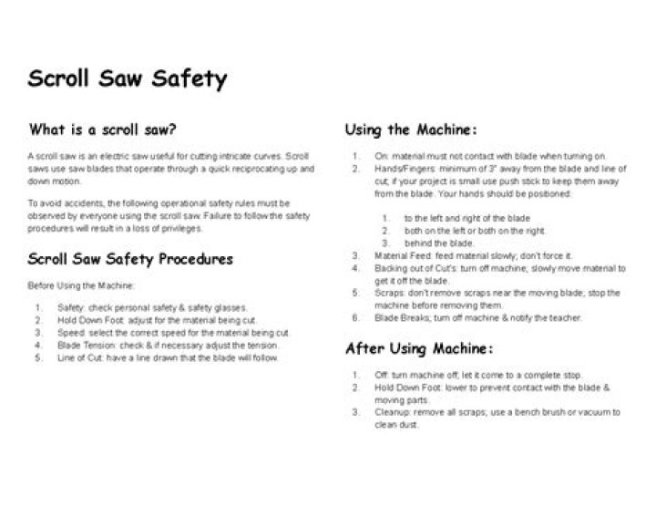 What are safety rules for a scroll saw?
