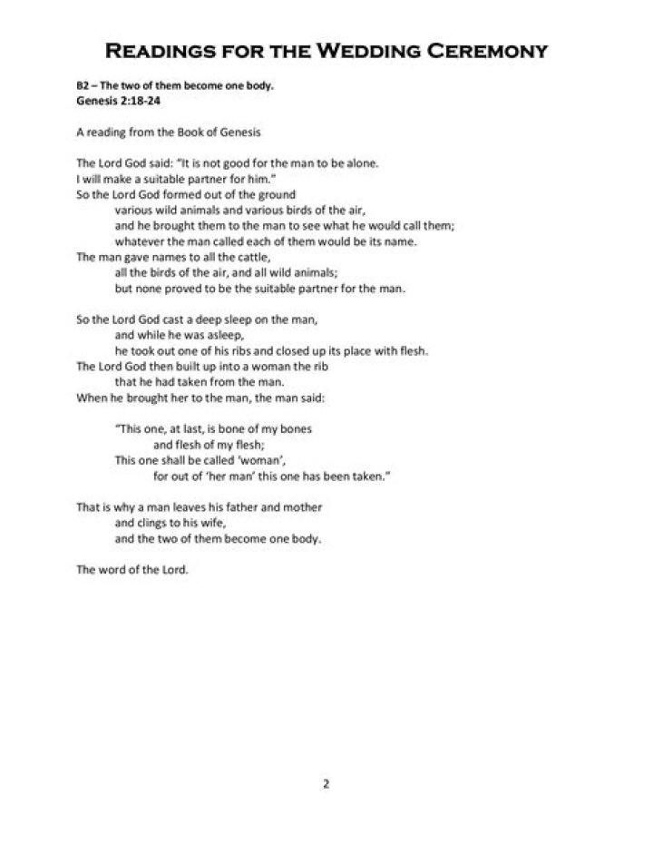 What are the readings for a Catholic wedding?