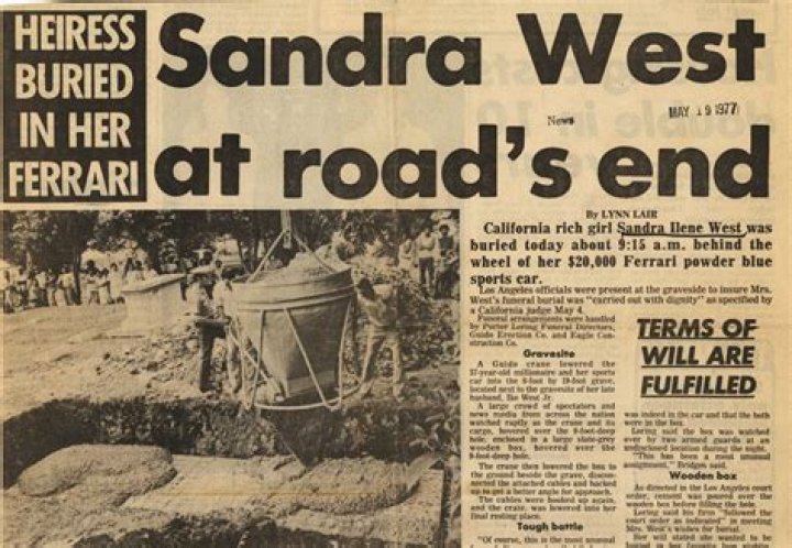 What car was Sandra West buried?