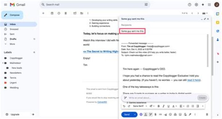 What do you write when forwarding an email?