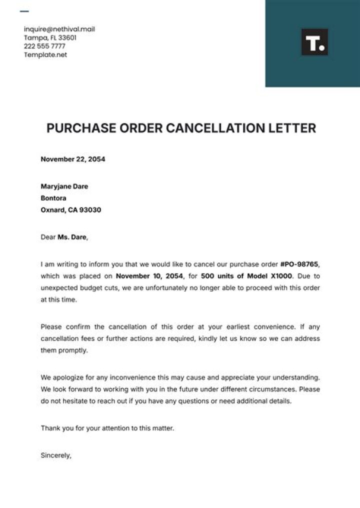 What is a cancellation letter and what does it mean?