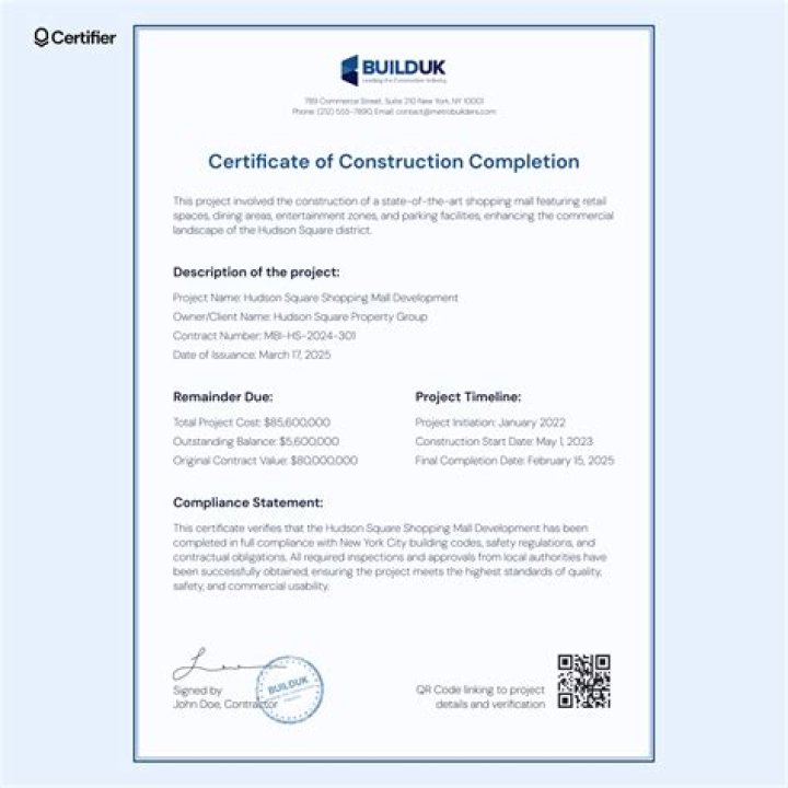 What is a Certificate of Completion building?