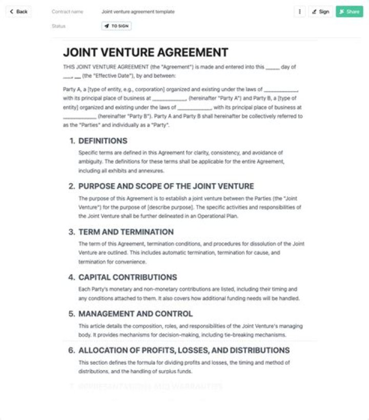 What is joint venture agreement in construction?