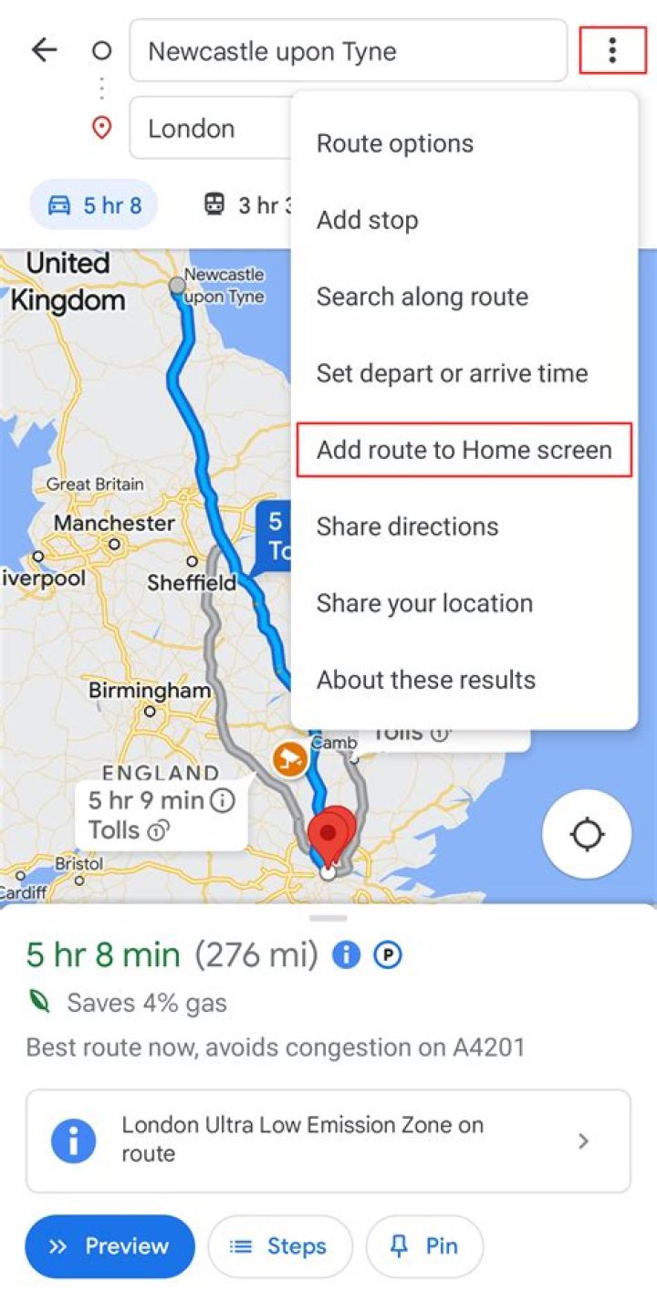 What is route in Google Maps?