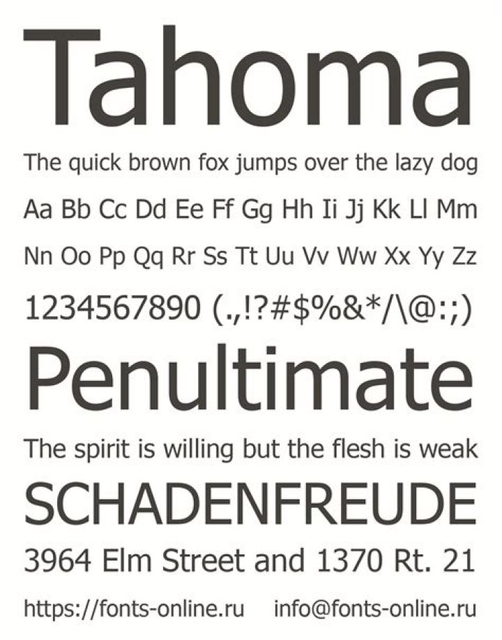 What is Tahoma font used for?
