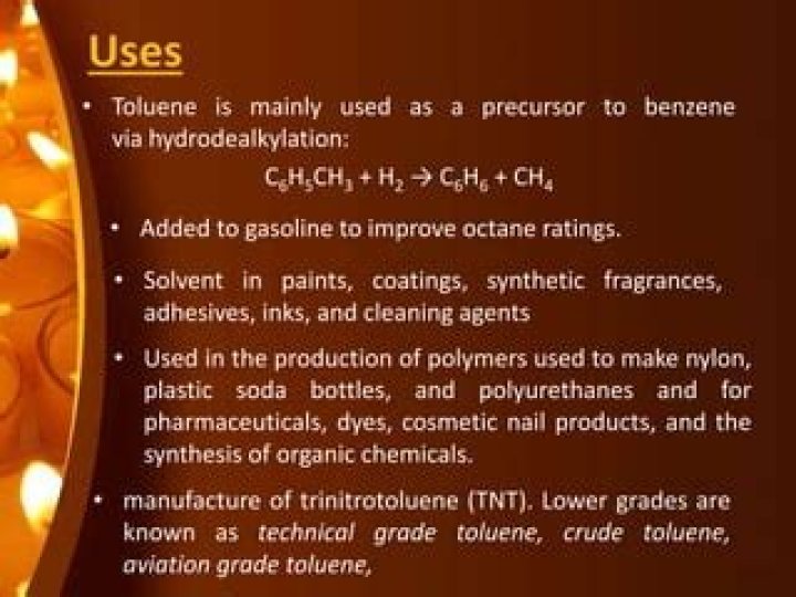 What is toluene commonly used for?