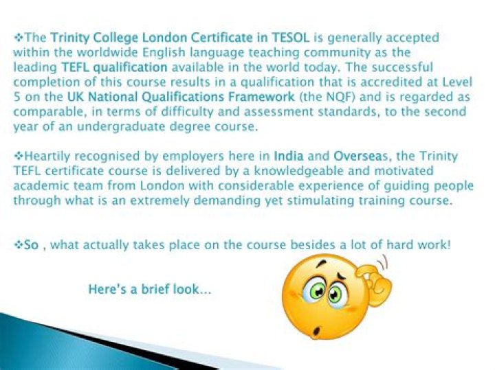 What is Trinity Certificate in TESOL?
