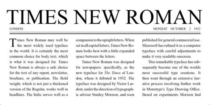 What is unique about Times New Roman?