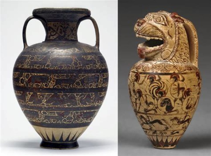 What scene is depicted on the dipylon amphora?