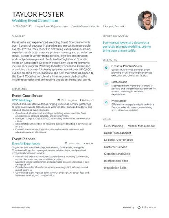 What should be on an event coordinator resume?