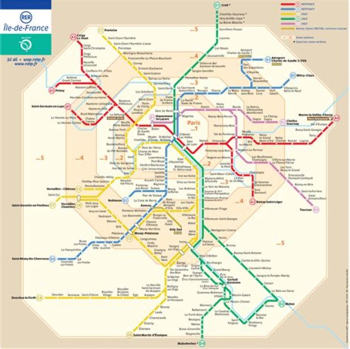 Where does RER B train stop in Paris?