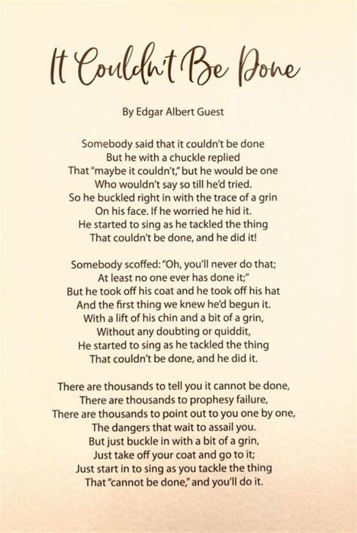 Who wrote the poem it couldnt be done?